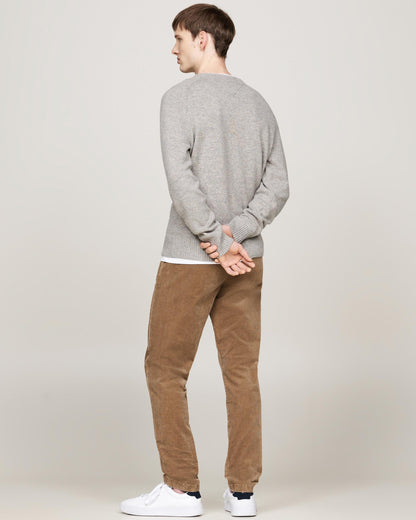 Tommy Hilfiger Lambswool Mens Crew Neck Jumper - Light Grey Heather
