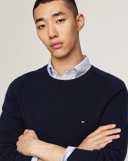 Tommy Hilfiger Lambswool Mens Crew Neck Jumper - Desert Sky