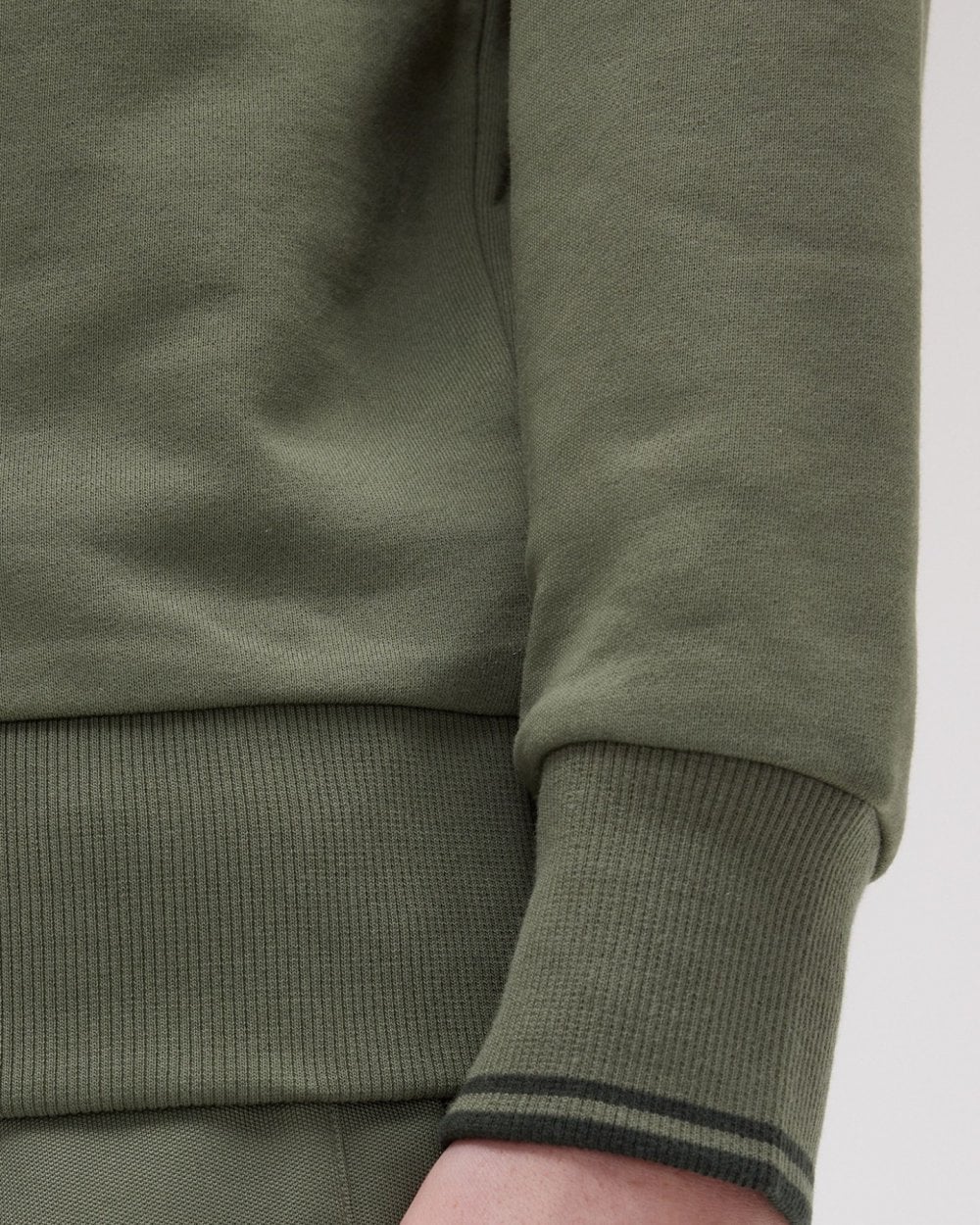 Fred Perry Mens Half Zip Sweatshirt - Laurel Wreath Green/Night Green W49