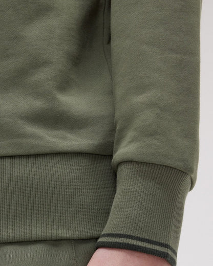 Fred Perry Mens Half Zip Sweatshirt - Laurel Wreath Green/Night Green W49