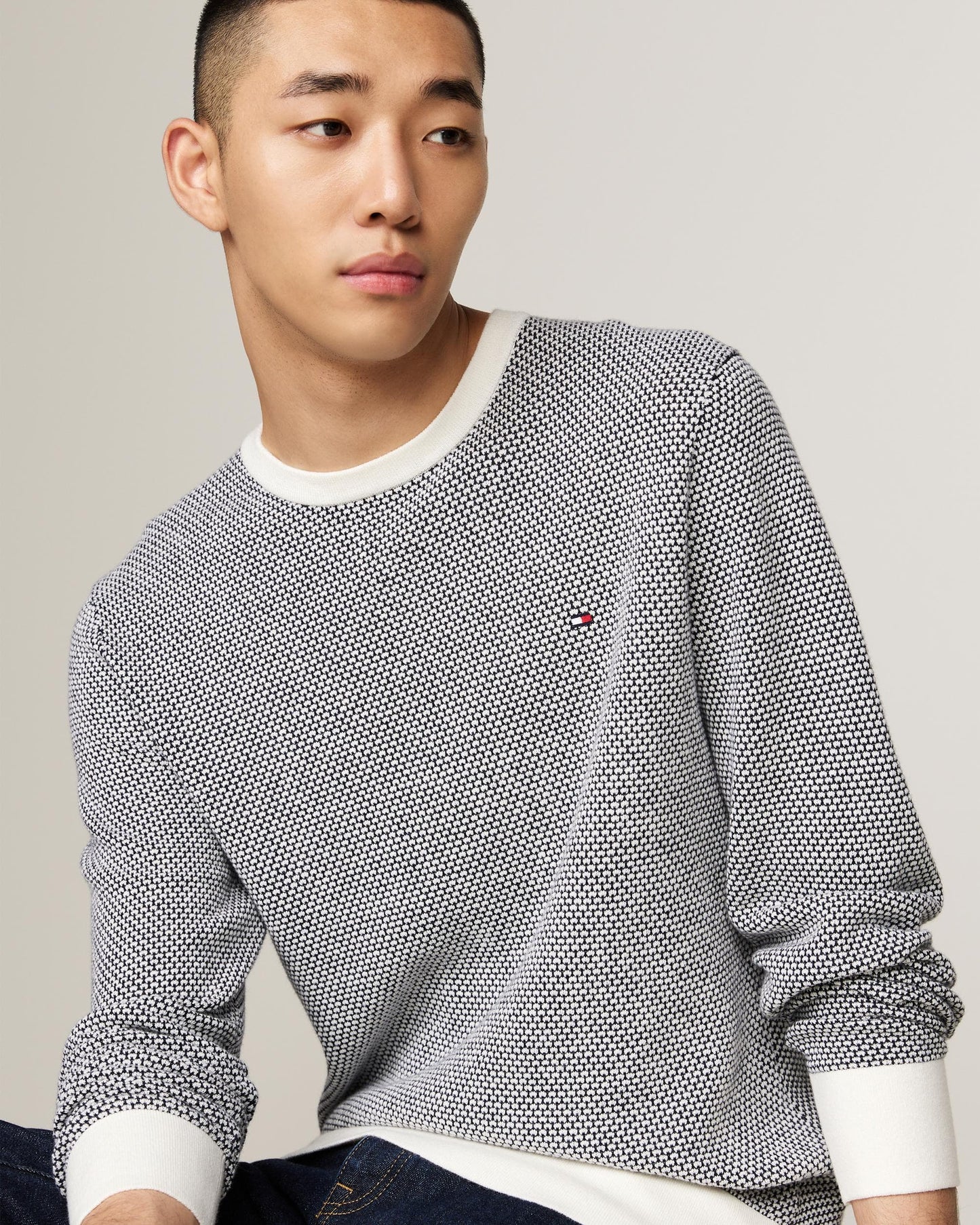 Tommy Hilfiger Tommy Hilfiger Pima 2 Tone Mens Jumper