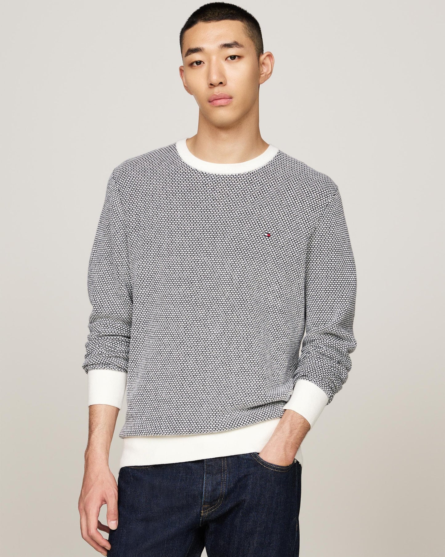 Tommy Hilfiger Tommy Hilfiger Pima 2 Tone Mens Jumper