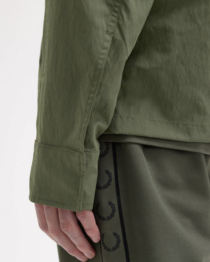 Fred Perry Mens Zip Overshirt - Laurel Wreath Green W19