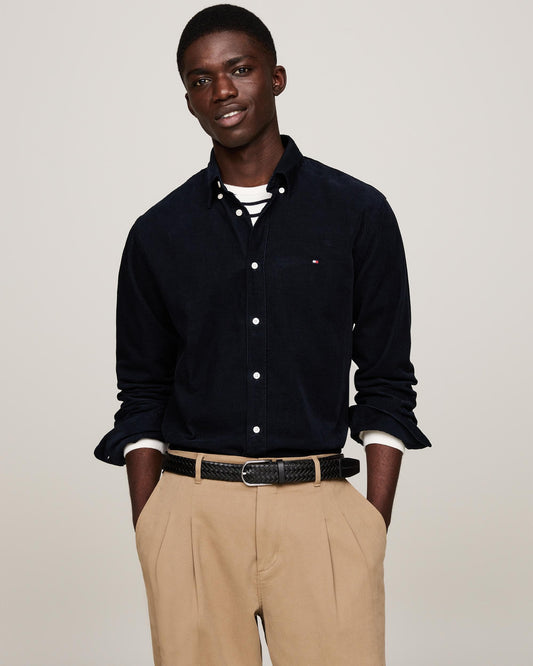 Tommy Hilfiger Tommy Hilfiger Solid Corduroy Mens Long Sleeve Shirt
