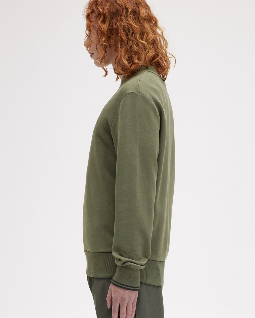 Fred Perry Mens Crew Neck Sweatshirt - Laurel Wreath Green/Night Green W49