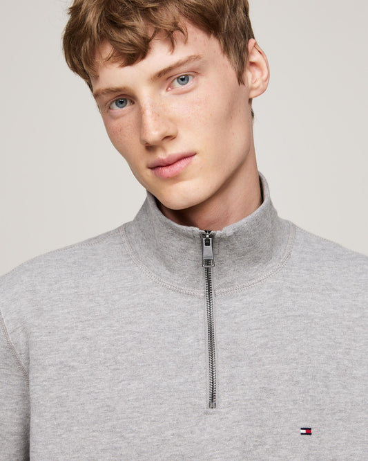 Tommy Hilfiger Essential Fleece Mens Half Zip Sweatshirt - Medium Grey Heather