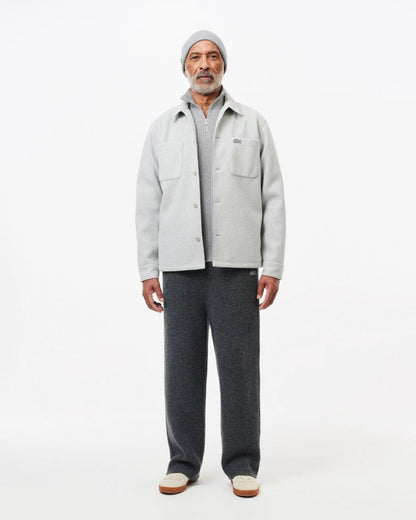 Lacoste Mens Zippered Stand-Up Collar Cotton Sweatshirt - Silver Chine CCA