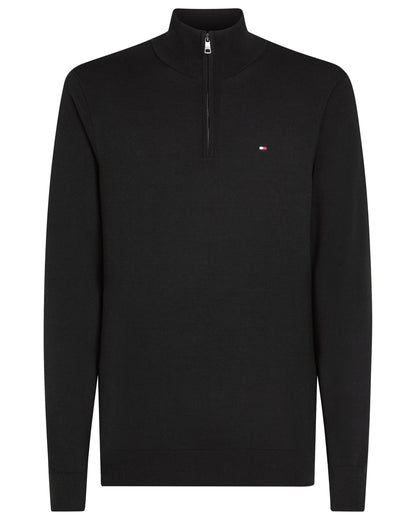 Tommy Hilfiger Essential Cotton 1/4 Zip Mock Mens Sweatshirt - Black