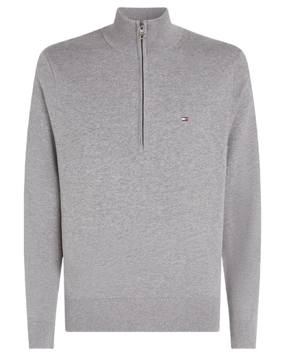 Tommy Hilfiger Essential Cotton 1/4 Zip Mock Mens Sweatshirt - Medium Grey Heather