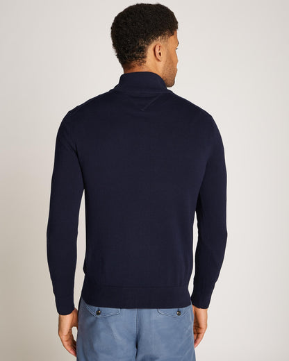 Tommy Hilfiger Essential Cotton 1/4 Zip Mock Mens Sweatshirt - Desert Sky