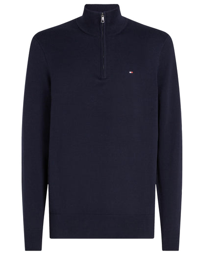 Tommy Hilfiger Essential Cotton 1/4 Zip Mock Mens Sweatshirt - Desert Sky