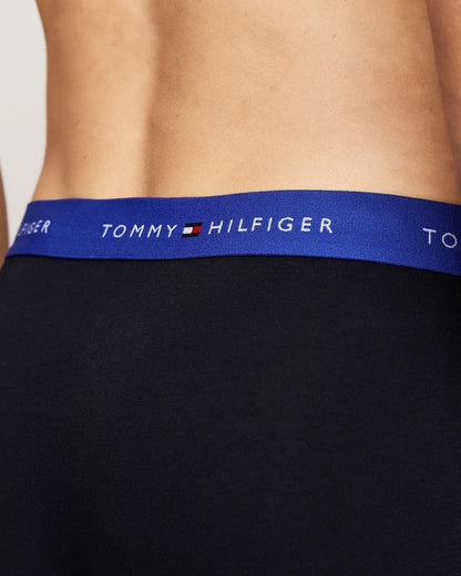 Tommy Hilfiger 3 Pack Mens Colour Waistband Trunks - Bright Blue/Deep Crimson/Deep Rouge