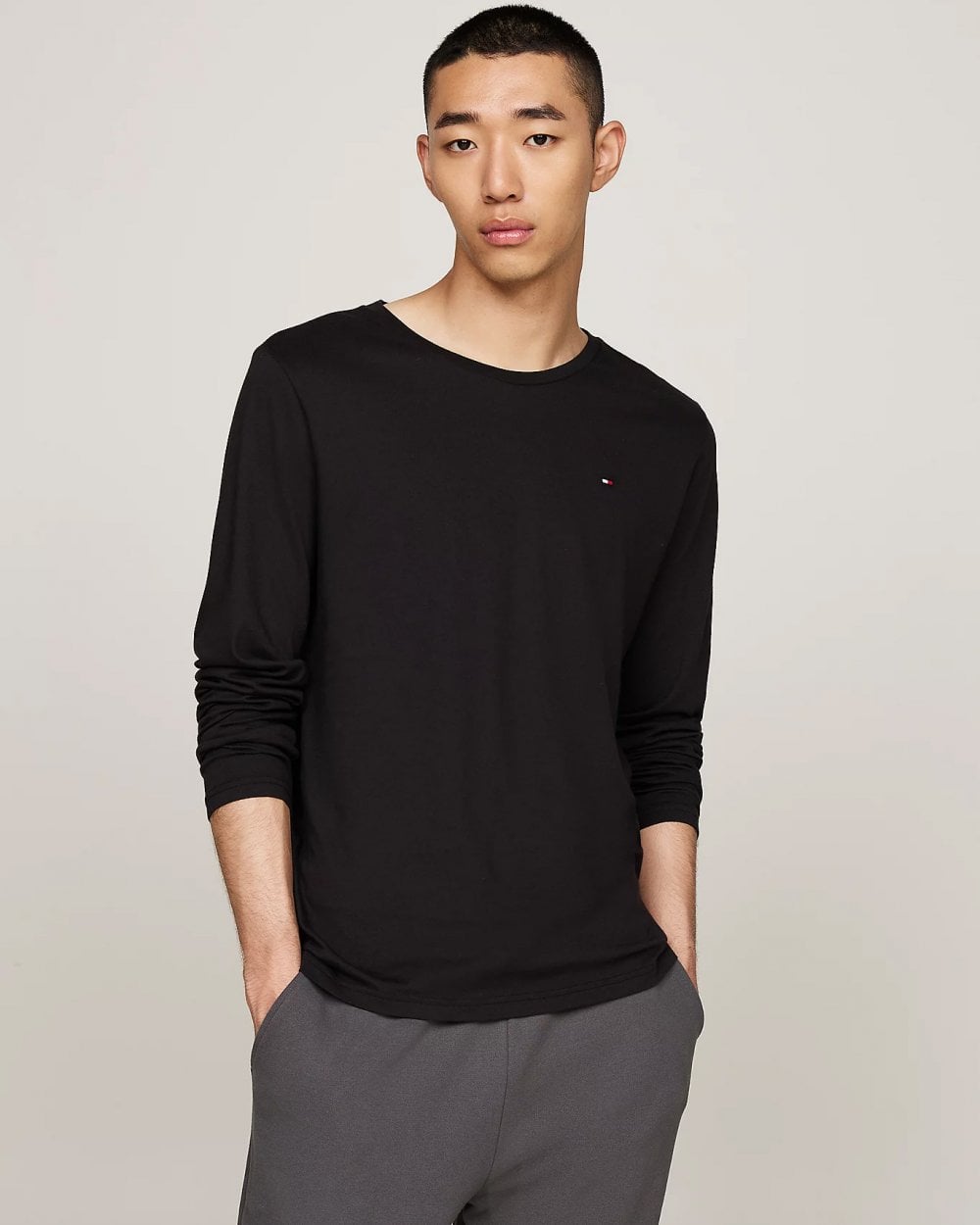 Tommy Hilfiger 3 Pack Mens Long Sleeve T-Shirts - White/Black/Grey Heather