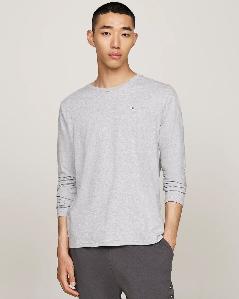 Tommy Hilfiger 3 Pack Mens Long Sleeve T-Shirts - White/Black/Grey Heather