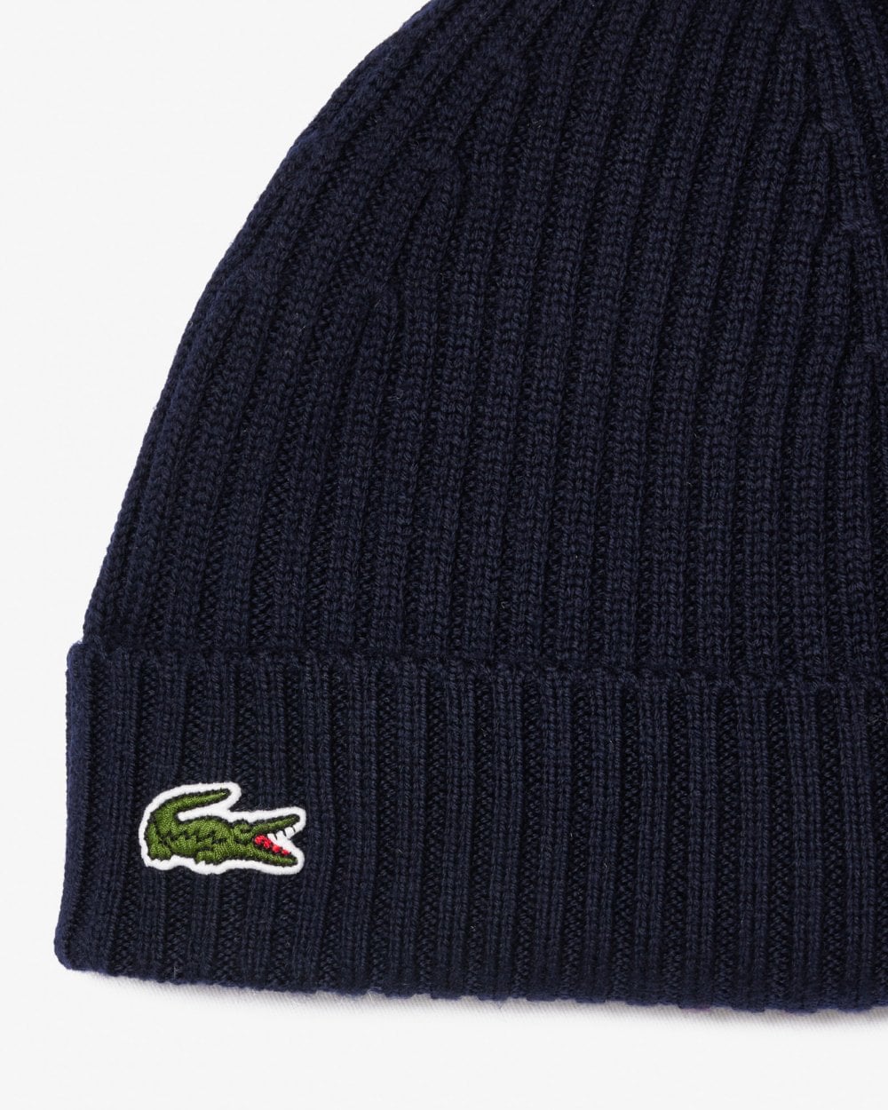 Lacoste Mens Ribbed Beanie - Navy Blue 166
