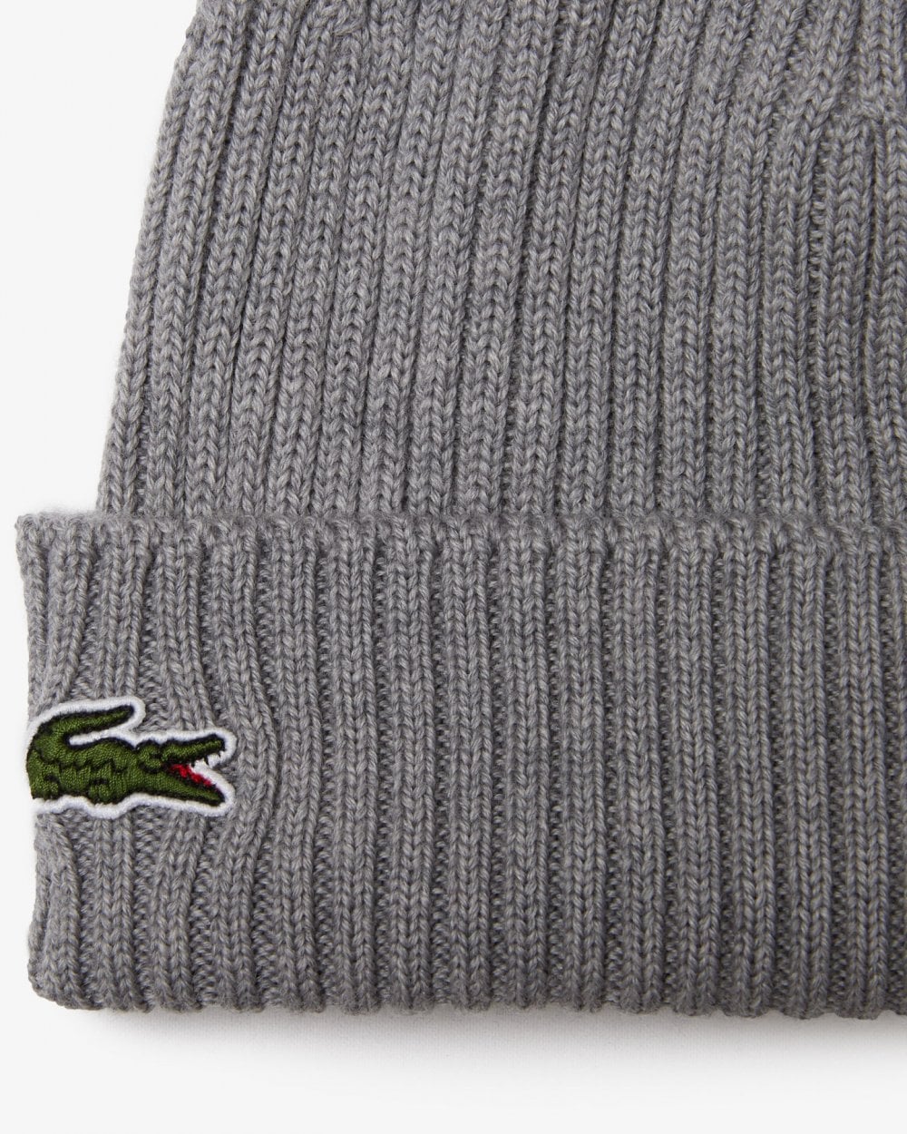 Lacoste Mens Ribbed Beanie - Heather Agate YRD