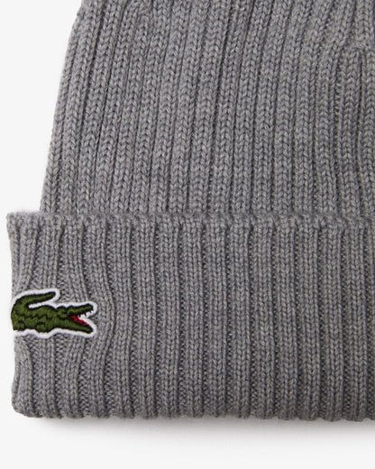 Lacoste Mens Ribbed Beanie - Heather Agate YRD