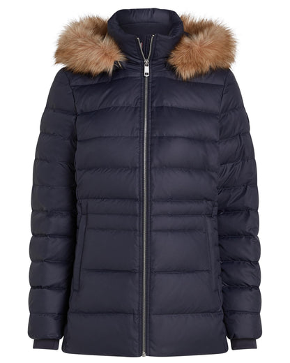 Tommy Hilfiger Tyra Down Faux Fur Womens Jacket - Desert Sky