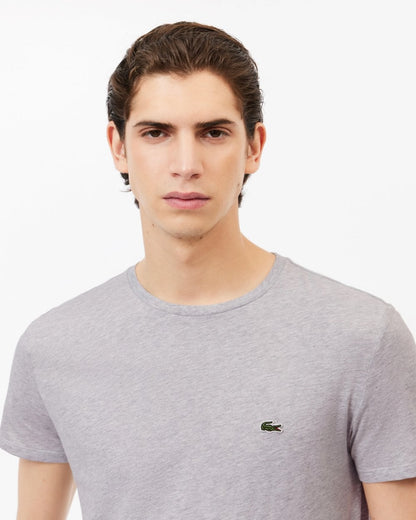 Lacoste Mens Crew Neck Pima Cotton Jersey T-Shirt - Silver Chine CCA