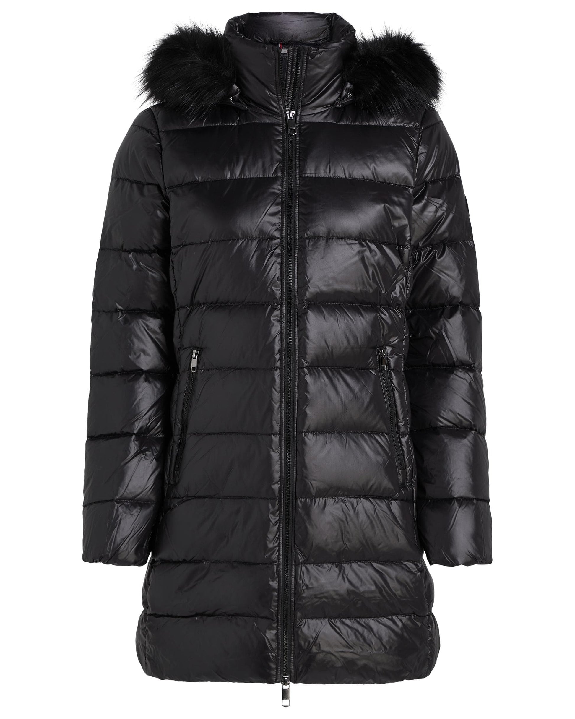 Tommy Hilfiger Tyra Gloss Long Down Faux Fur Womens Jacket