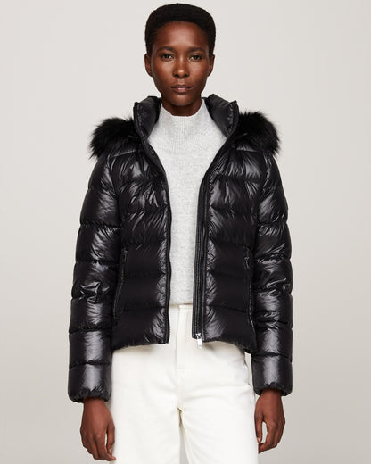Tommy Hilfiger Tyra Gloss Down Faux Fur Womens Jacket