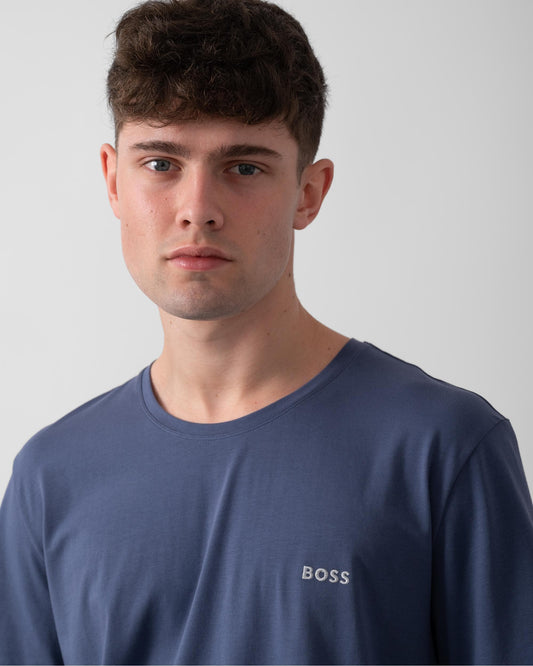 BOSS Orange Mix&Match Mens Stretch-Cotton Loungewear T-Shirt with Embroidered Logo - Navy 412