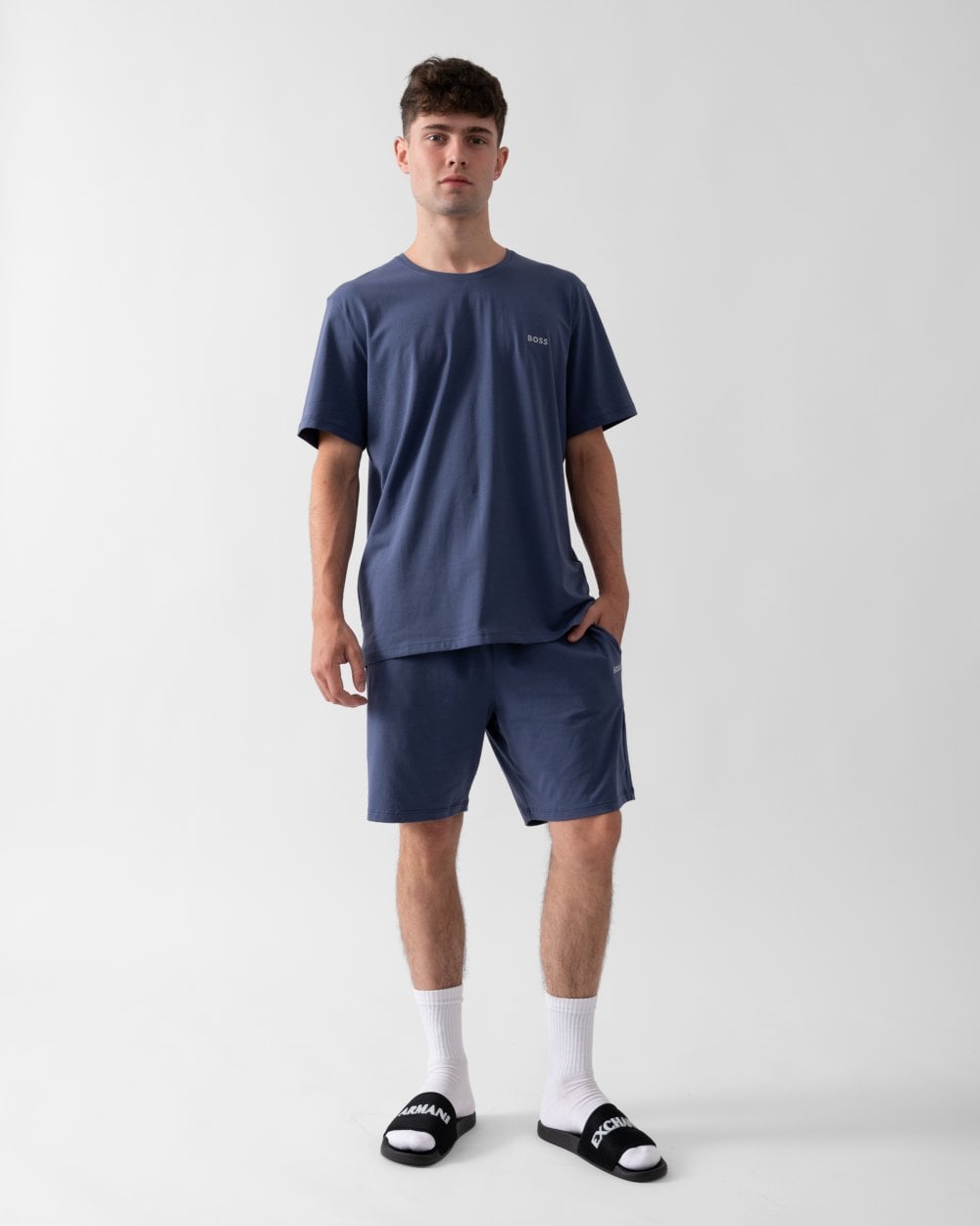 BOSS Orange Mix&Match Mens Stretch-Cotton Loungewear T-Shirt with Embroidered Logo - Navy 412