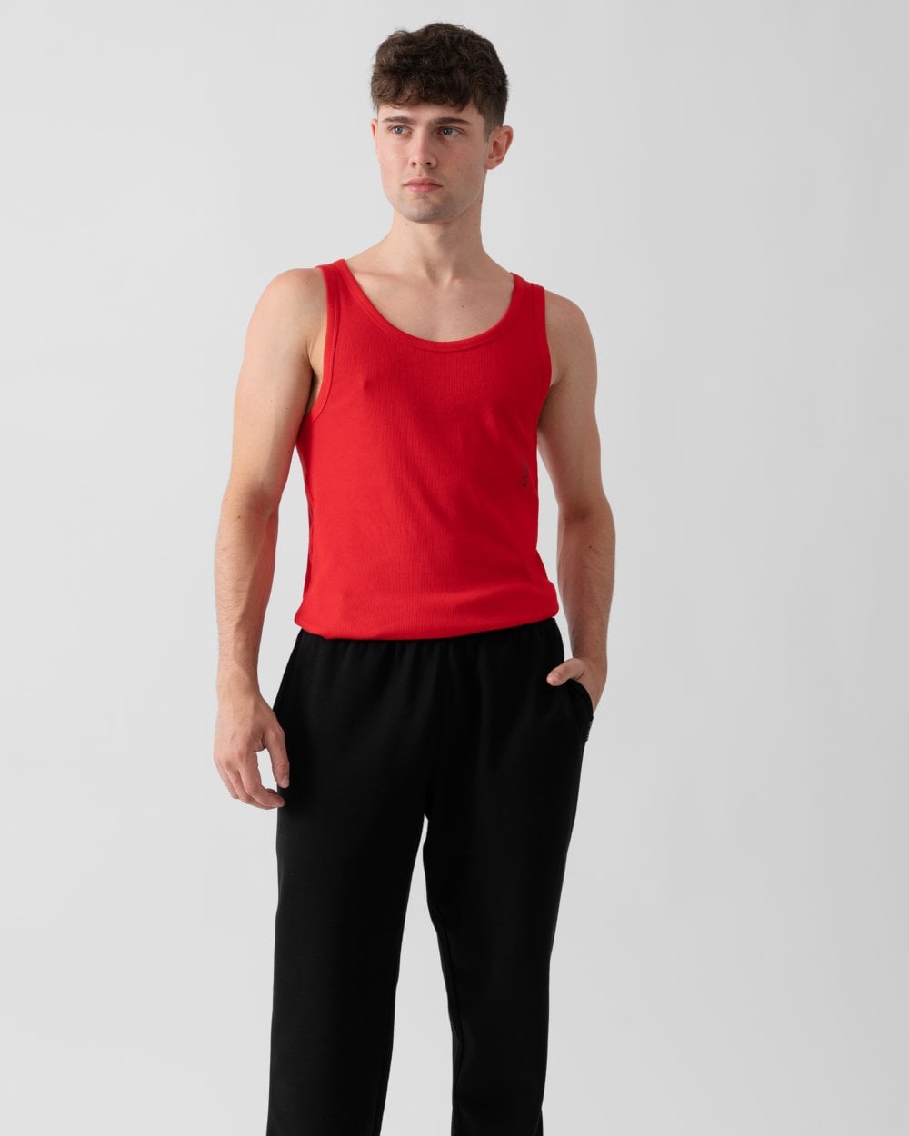 HUGO HUGO Mens Two-Pack of Logo Underwear Vests in Stretch Cotton