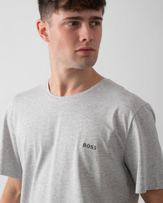BOSS Orange Mix&Match Mens Stretch-Cotton Loungewear T-Shirt with Embroidered Logo - Medium Grey 034