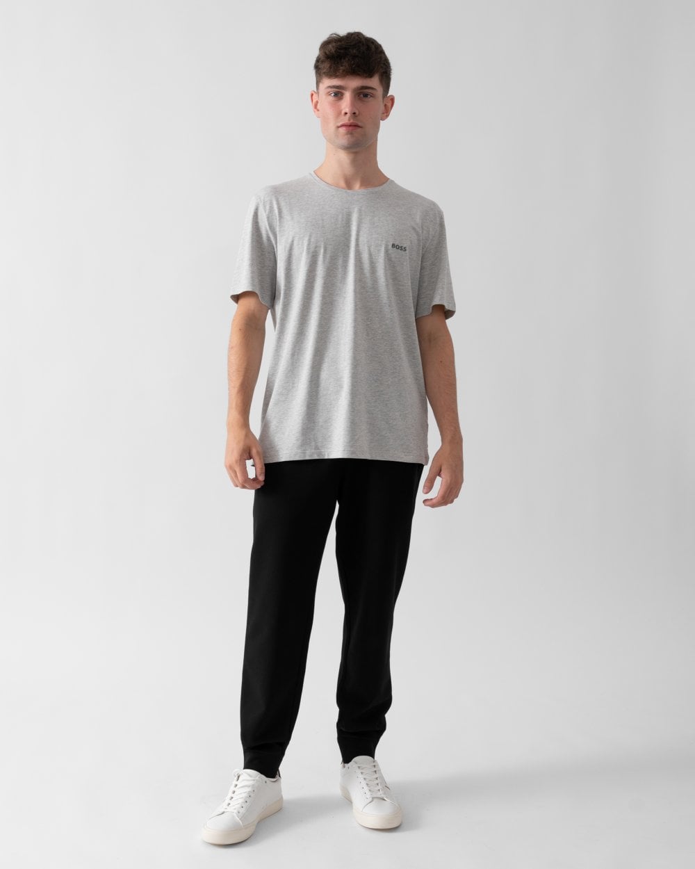 BOSS Orange Mix&Match Mens Stretch-Cotton Loungewear T-Shirt with Embroidered Logo - Medium Grey 034