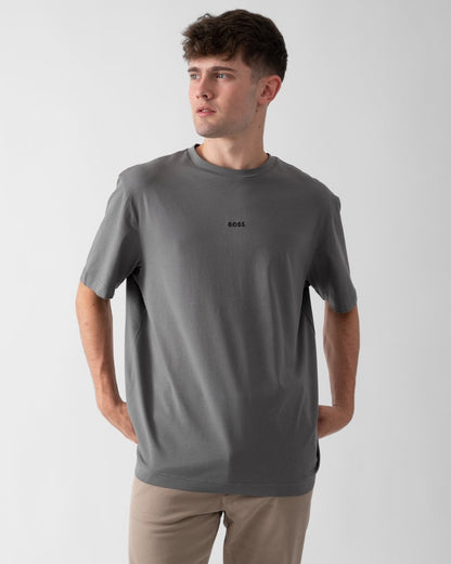 BOSS Orange TChup Mens Crew Neck Small Logo T-Shirt - Dark Grey 029