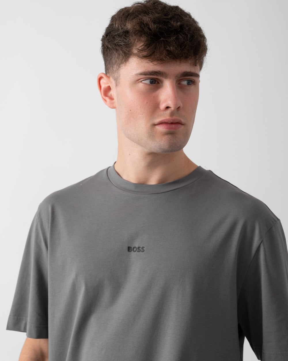 BOSS Orange TChup Mens Crew Neck Small Logo T-Shirt - Dark Grey 029