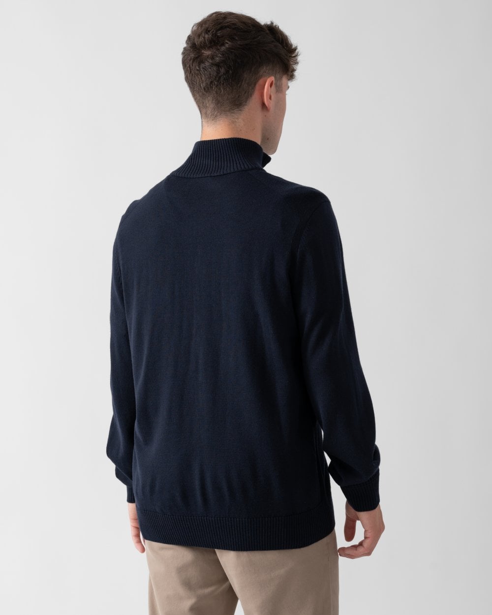 BOSS Orange Avac Mens Full Zip Funnel Neck Jumper - Dark Blue 404