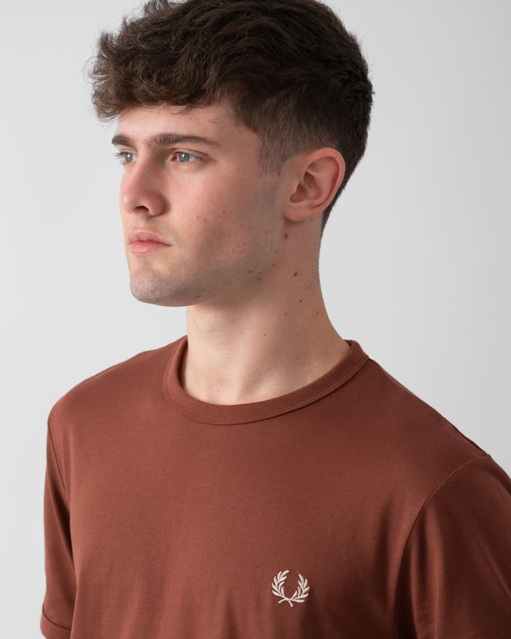 Fred Perry Mens Ringer T-Shirt - Whisky Brown S54