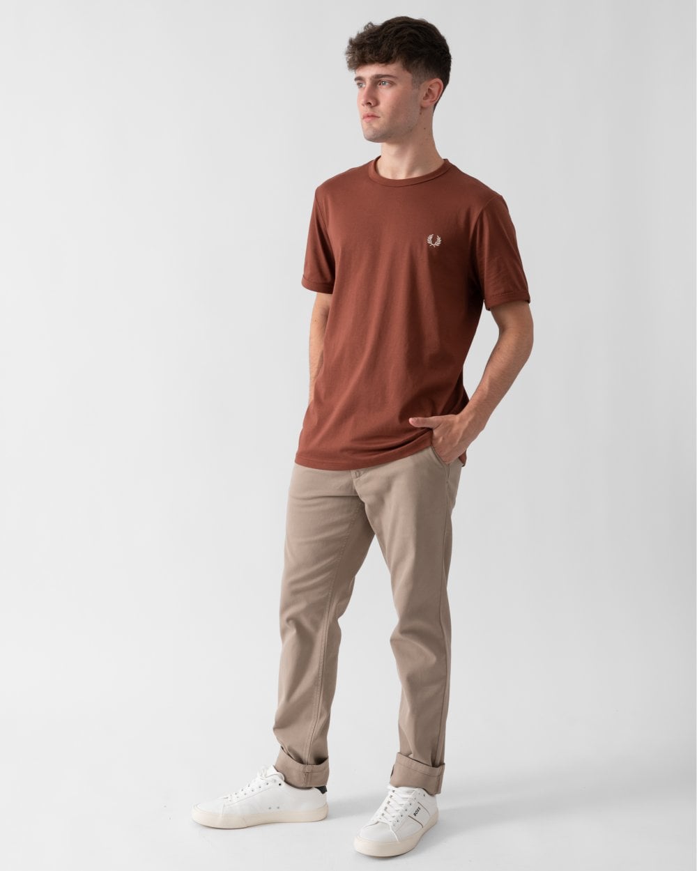 Fred Perry Mens Ringer T-Shirt - Whisky Brown S54