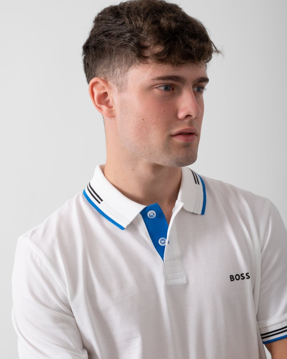 BOSS Green Paul Mens Short Sleeve Polo Shirt With Contrast Tipping - Natural 103