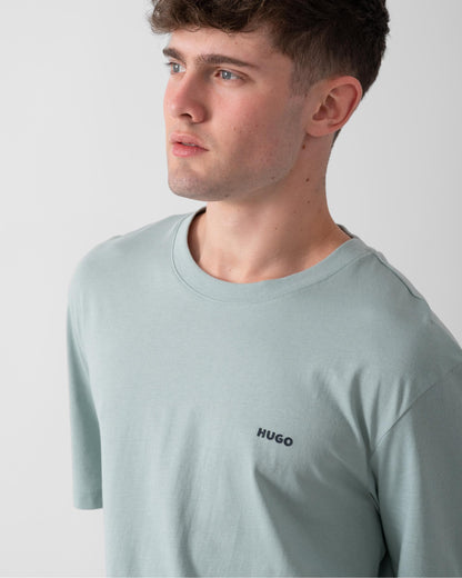 HUGO Dero222 Mens Cotton-Jersey T-Shirt with Logo Print - Open Grey 074