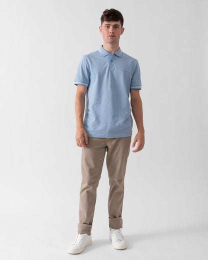 BOSS Green Paul Mens Short Sleeve Polo Shirt With Contrast Tipping - Open Blue 498