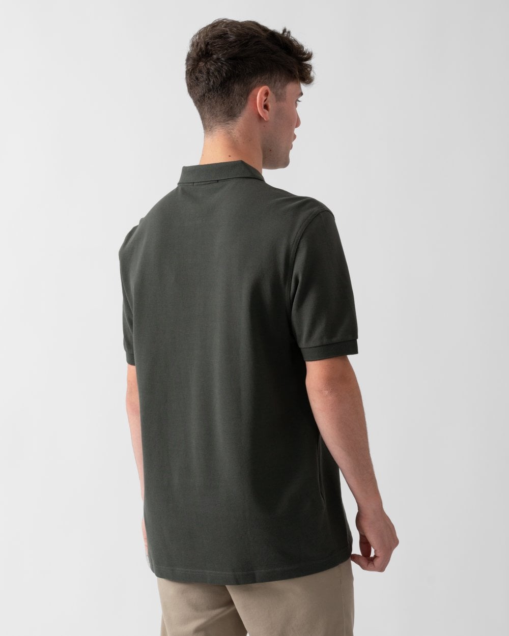 Fred Perry Mens Plain Signature Polo Shirt - Field Green/Navy X28