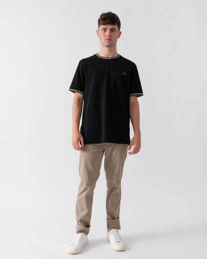 Fred Perry Mens Twin Tipped T-Shirt - Black/Ecru/Laurel Wreath Green W54
