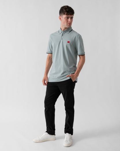 HUGO Deresino232 Mens Tipped Polo Shirt With Logo Label - Open Grey 074