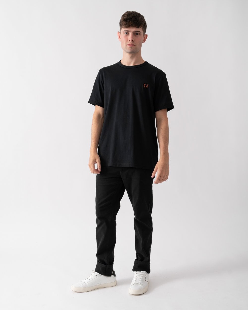 Fred Perry Mens Ringer T-Shirt - Black/Whisky Brown S76