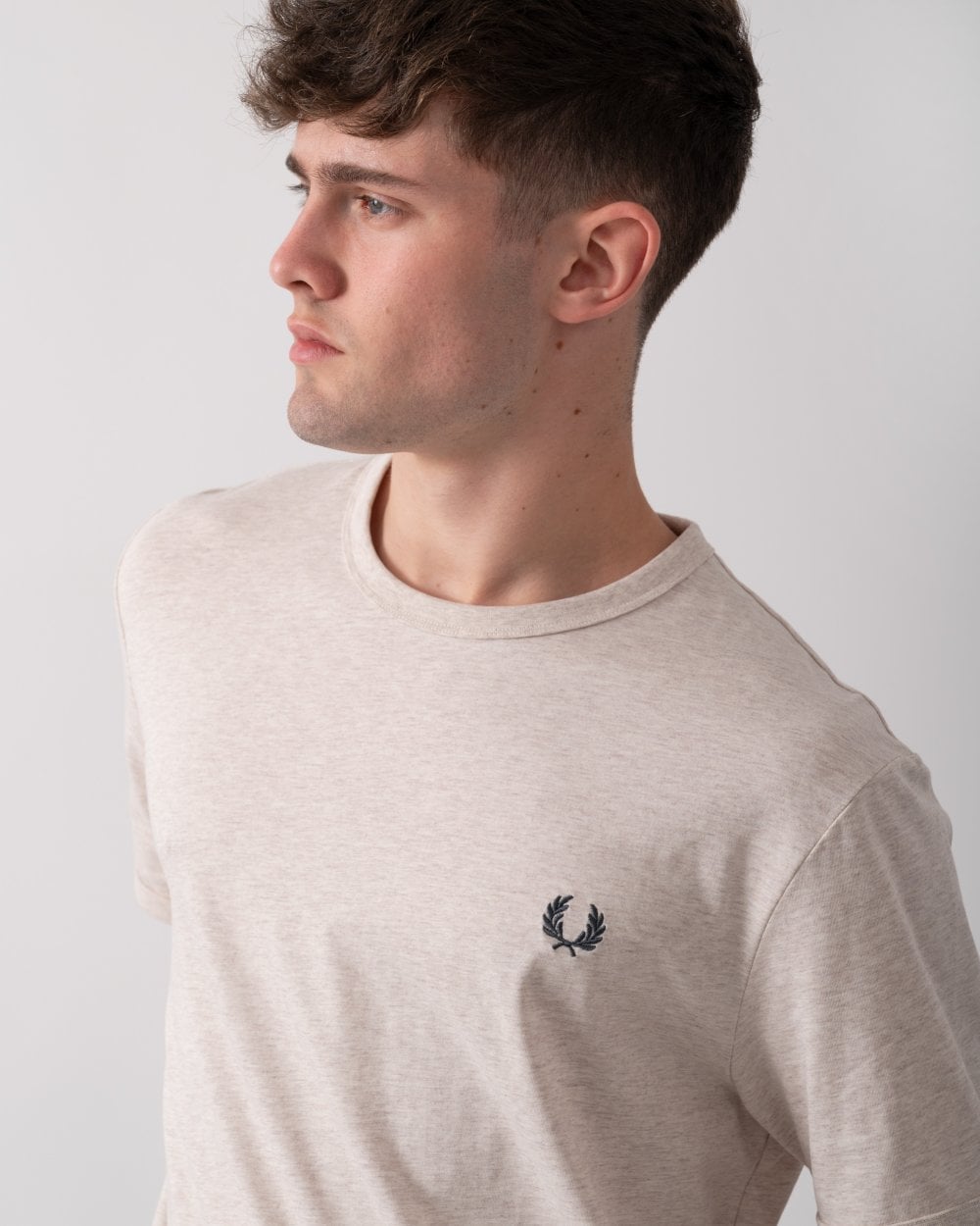 Fred Perry Mens Ringer T-Shirt - Porridge Marl X23