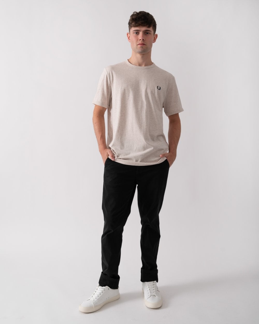 Fred Perry Mens Ringer T-Shirt - Porridge Marl X23