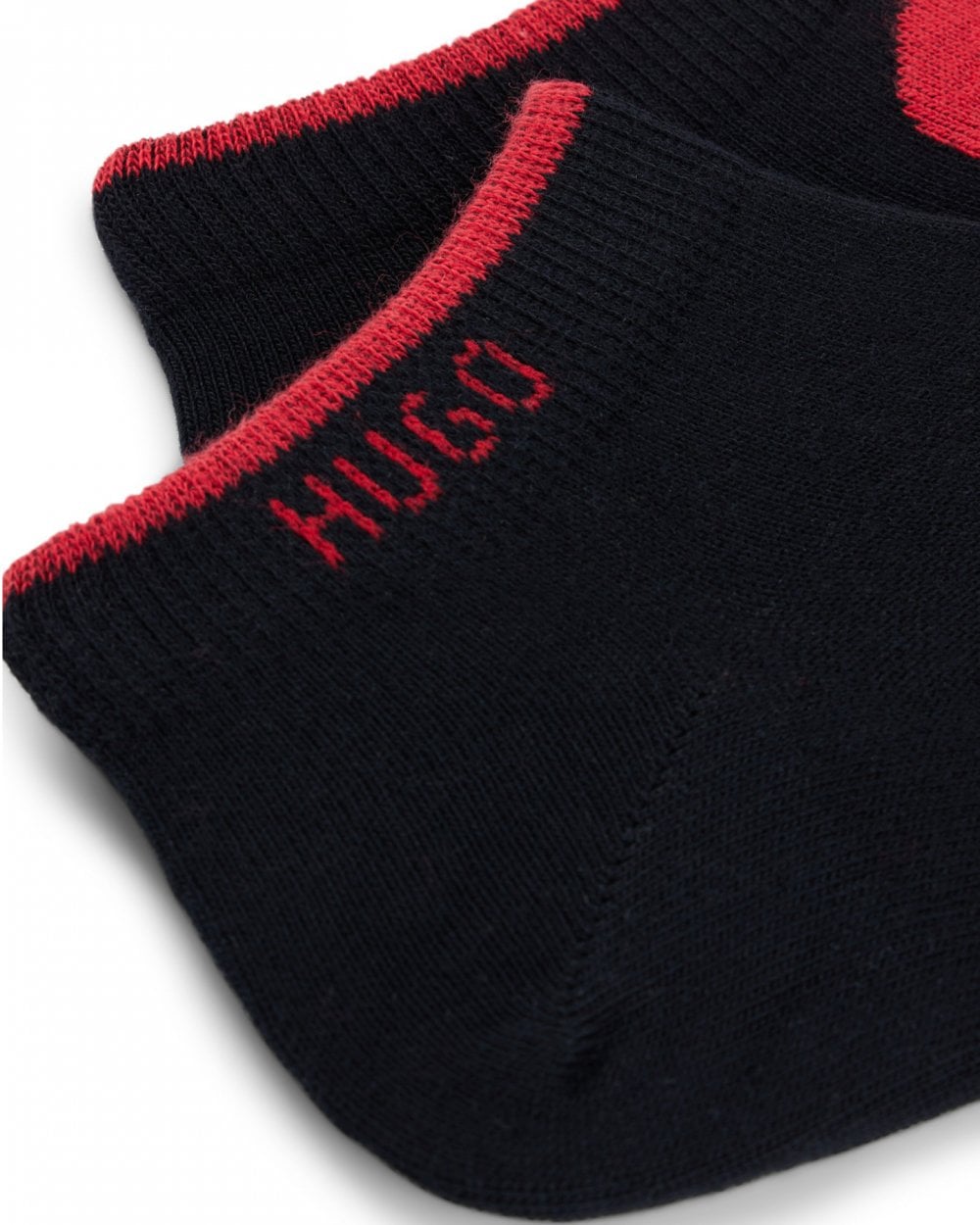 HUGO 2-Pack Mens Ankle Length Combed Cotton Socks with Logo NOS - Black 001
