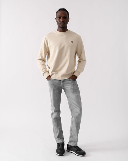 Fred Perry Mens Crew Neck Sweatshirt - Oatmeal/Whisky Brown W69