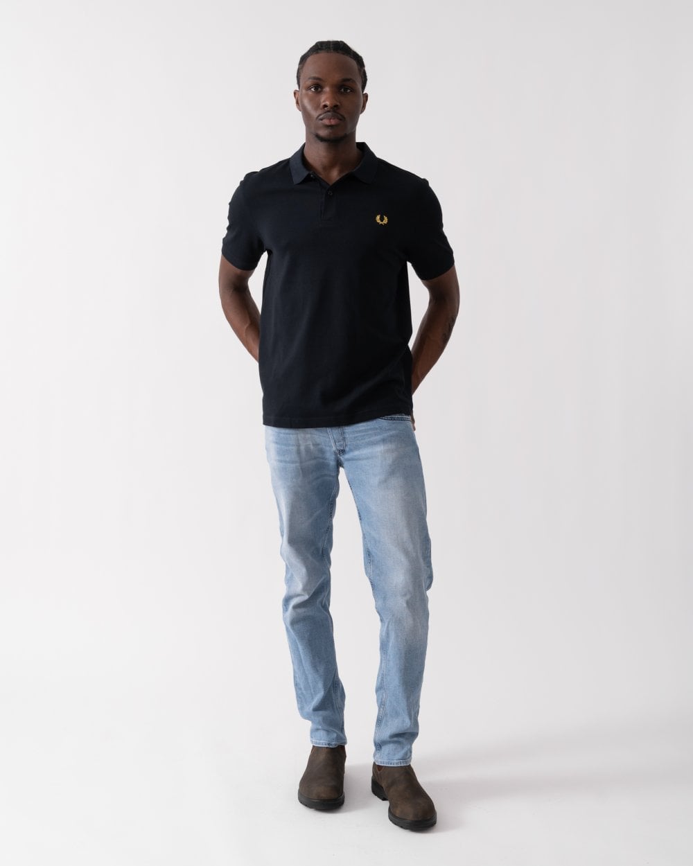 Fred Perry Mens Plain Signature Polo Shirt - Navy/Honeycomb W75