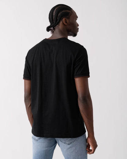 Fred Perry Mens Twin Tipped T-Shirt - Black/Carrington Road Brick/Whiskey Brown W68