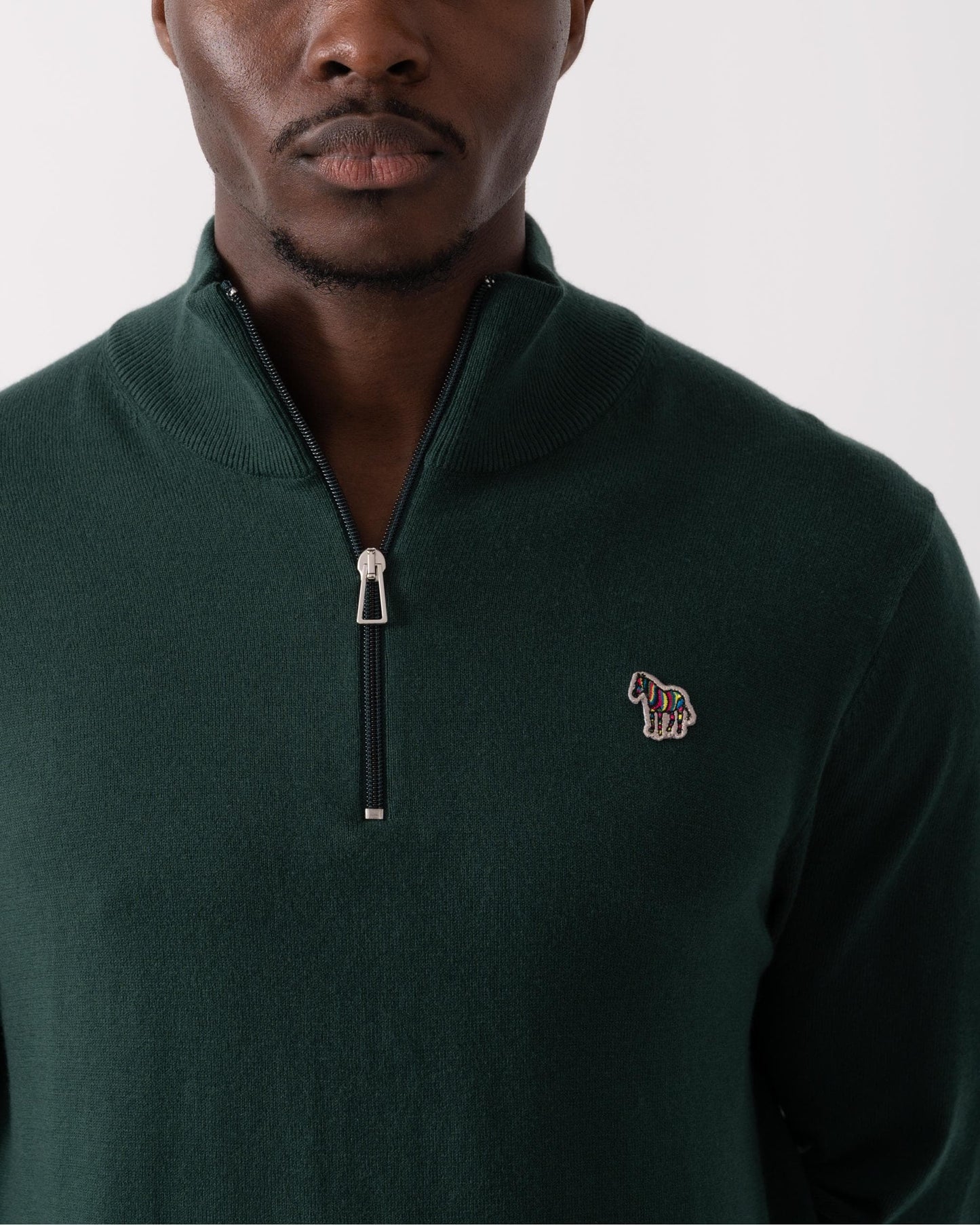 PS Paul Smith Mens Zebra Badge 1/4 Zip Jumper - 38 Green