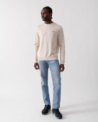 Fred Perry Mens Classic Crewneck Jumper - Porridge Marl X23